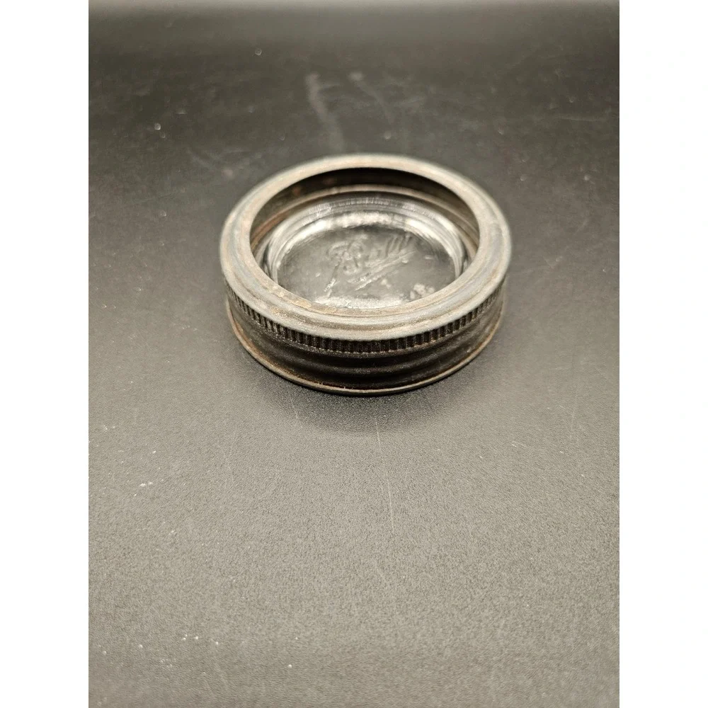 Vintage Ball Mason Jar Lid Zinc Screw Band with Clear Glass Logo Insert 3 Inch